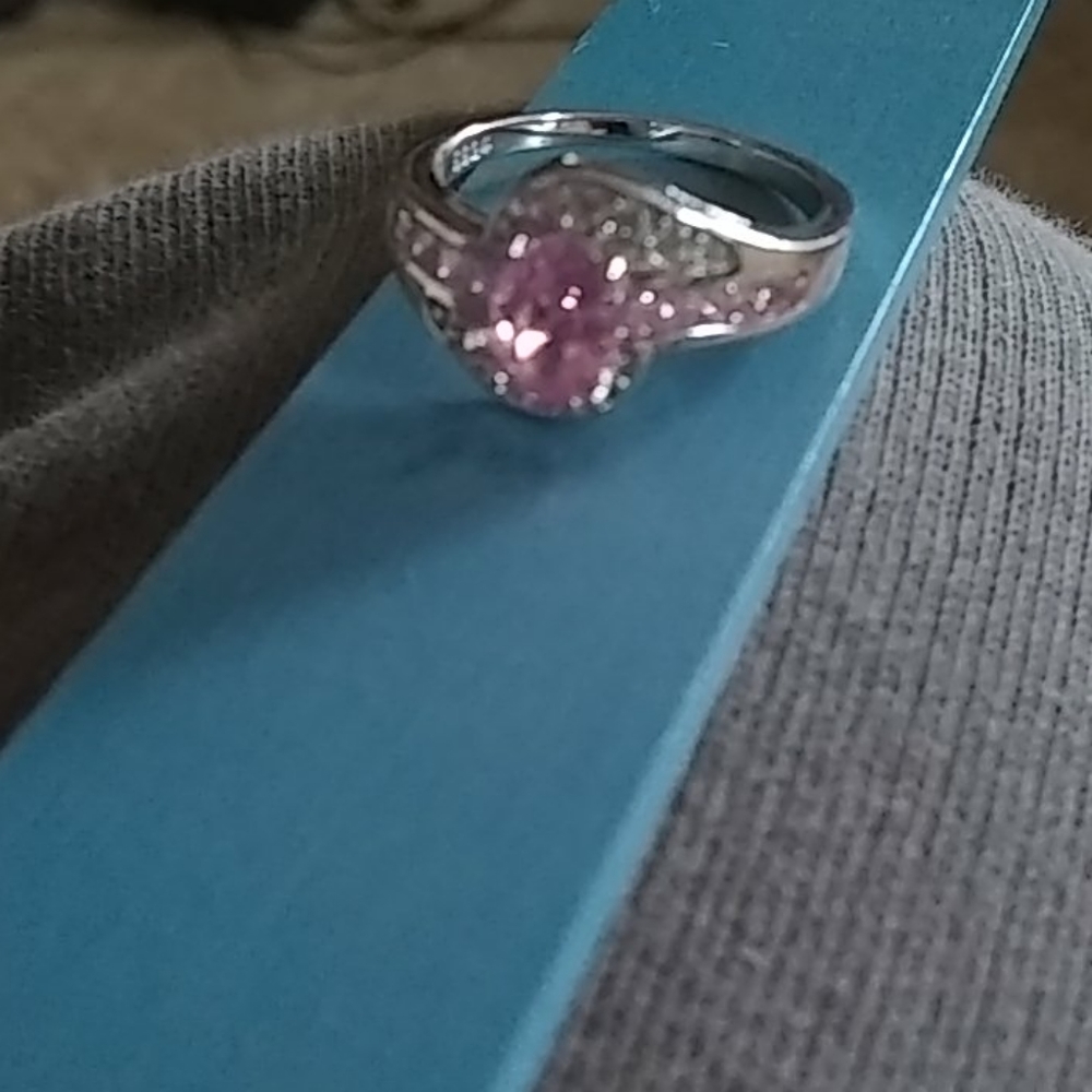 Solid Sterling Silver 925 Ring With Pink Stone - image 3
